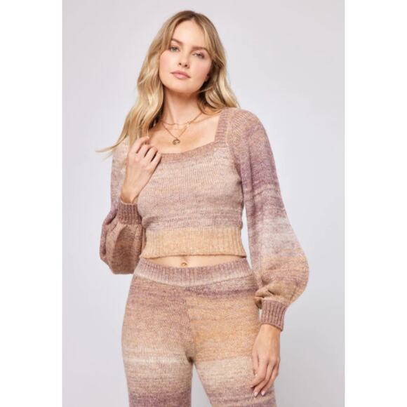L*Space Paige Square Neck Cropped Pullover Sweater S Temescal Canyon Knit Cozy - Picture 10 of 10